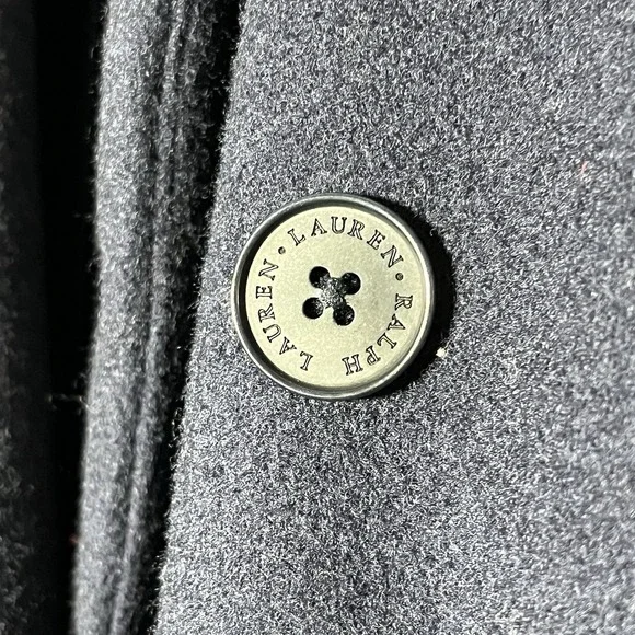 Lauren Ralph Lauren Trech Coat Womens Petite Medium Blue Wool Cashmere Blend - Picture 10 of 10